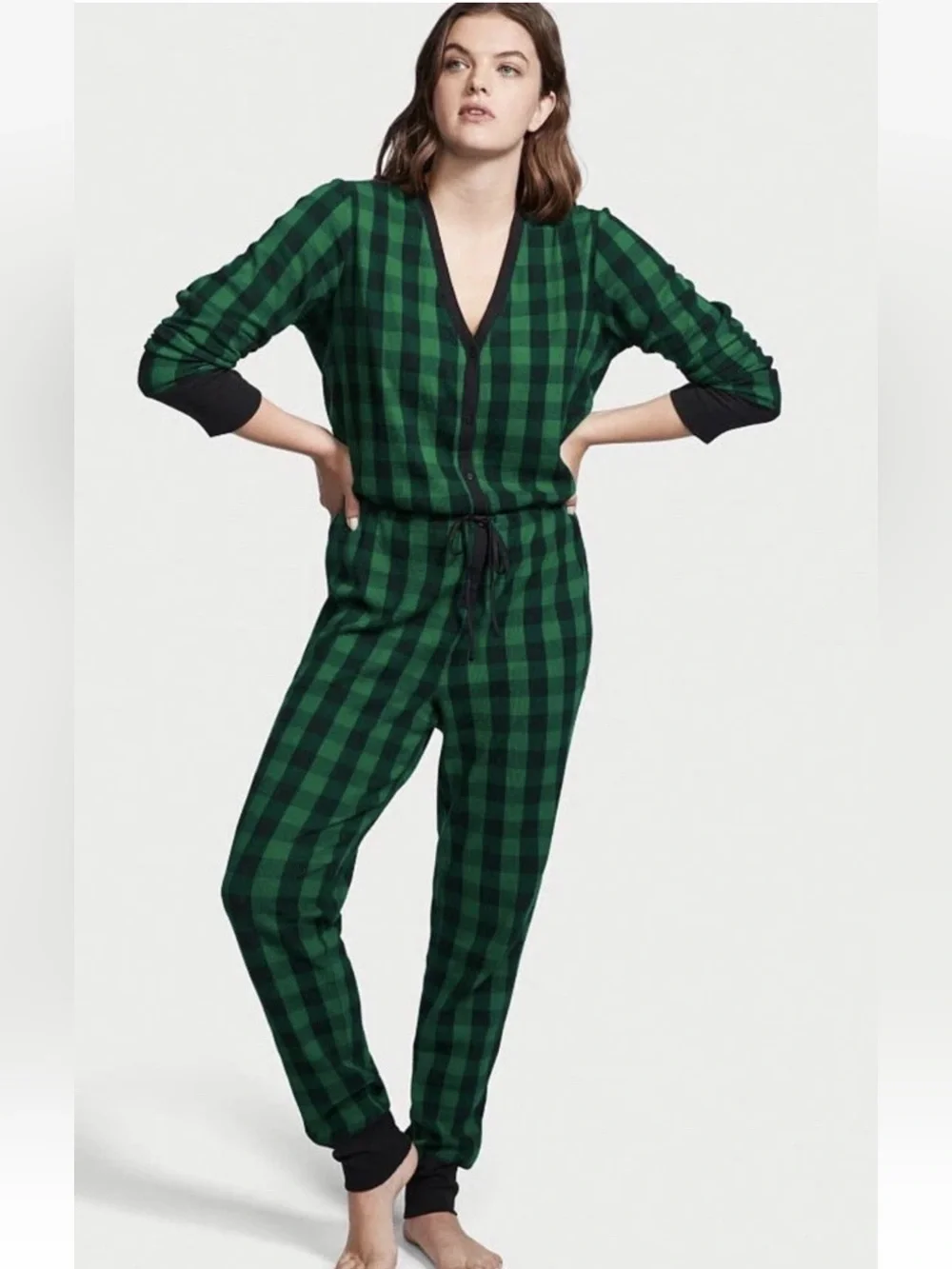 Victorias Secret plaid One Piece Thermal Pajama size L